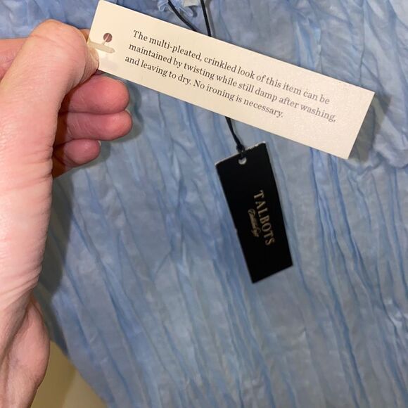 Talbots Petite Multi-Pleated Crinkled Casual Light Blue Tank Shirt Blouse 18P 18 - Picture 6 of 8